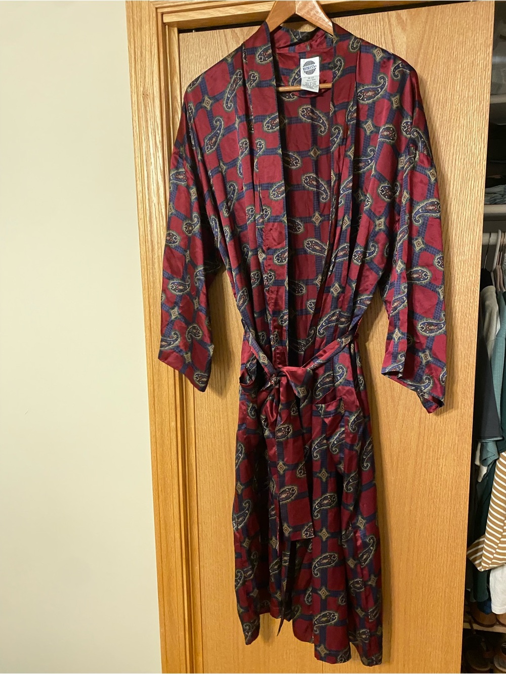Vintage Reckless 100% Silk Robe Kimono Loungewear Multicolor Paisley One Size